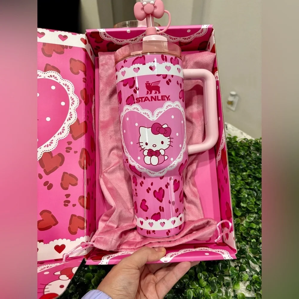 Customized Stanley Pink Heart Tumbler with Hello Kitty Glows In THE Dark ! - Picture 2 of 6